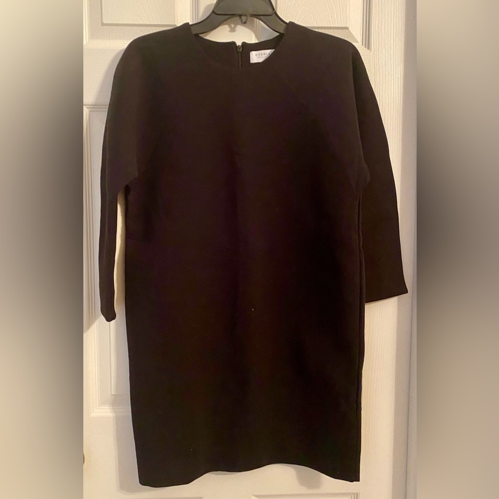 #61 EVERLANE Cotton Long Sleeve Scuba Dress Black
NEW